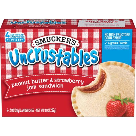 Frozen pb and j - They’re super easy to enjoy — just let them thaw for 30 to 60 minutes at room temperature and enjoy within 8 to 10 hours of thawing. Find your favorite flavors below! Peanut Butter and Grape Jelly Sandwich. Find Product. Peanut Butter and Strawberry Jam Sandwich. Find Product. Chocolate Flavored Hazelnut Spread Sandwich. Find Product. 